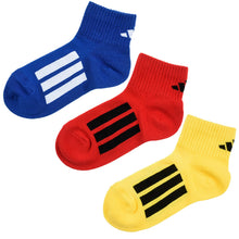 画像をギャラリービューアに読み込む, adidas 靴下 男の子 ショート丈 メッシュ 3足セット 19-21cm～23-25cm (ソックス スニーカーソックス キッズ 子ども アディダス ロゴ 夏 スポーツ ブランド 3P かっこいい 消臭 丈夫) (在庫限り)
