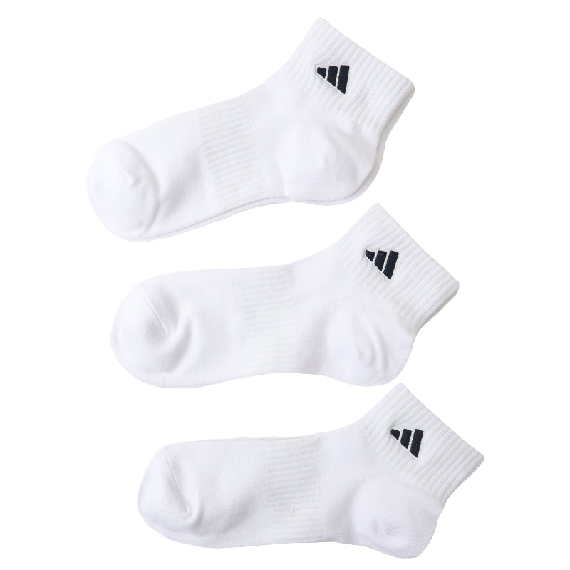 靴下 ソックス スクールソックス adidas 男子 女子 3足セット 19-21 21-23 23-25 22-24cm 中学生 高校生 黒 女の子 紺 くつ下 ワンポイント 丈夫 消臭 補強 片面刺繍