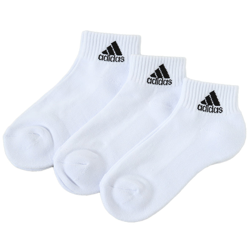 靴下 アディダス レディース ショート丈 ソックス 底パイル 3足組 23-25cm adidas 女性 ジュニア ソックス スポーツ スクールソックス 女子 ワンポイント ロゴ 消臭 足底クッション