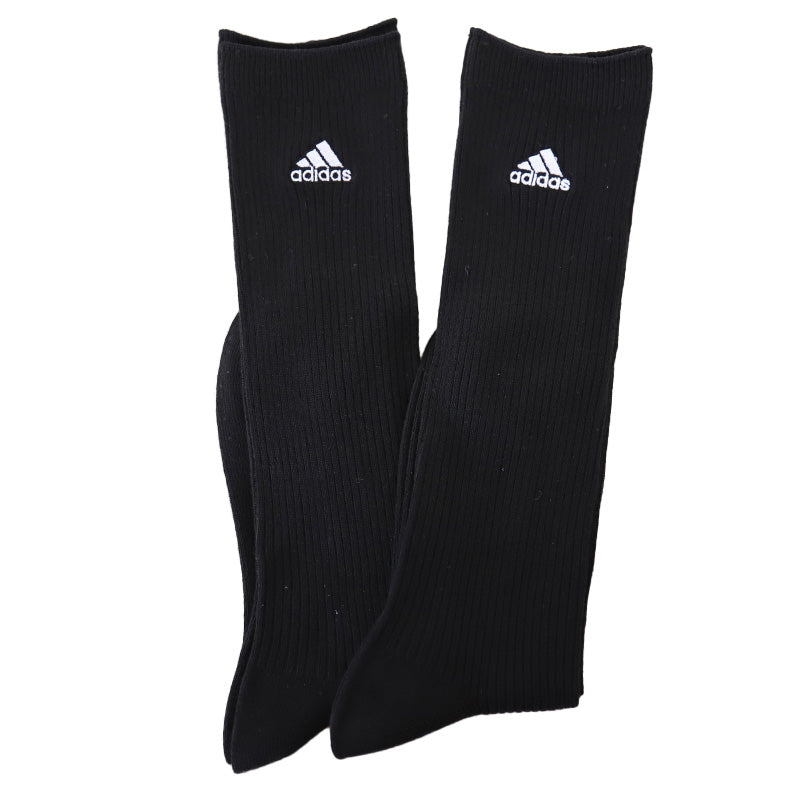 アディダス ハイソックス 靴下 レディース 女子 2足組 32cm丈 23-25cm adidas スクールソックス 学生 黒 紺 ワンポイント フクスケ セット (在庫限り)