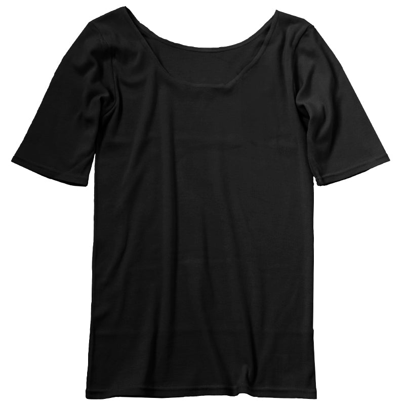 綿100% インナー レディース 5分袖 シャツ 半袖 福助 満足 M～LL 下着 女性 綿 白 黒 インナーシャツ 無地 肌着 婦人 (在庫限り)
