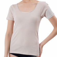 画像をギャラリービューアに読み込む, 満足 綿100％ 三分袖 シャツ M～LL 半袖 インナー レディース コットン 100% ３分 下着 保湿 しっとり 無地 インナーシャツ 肌着 女性 婦人
