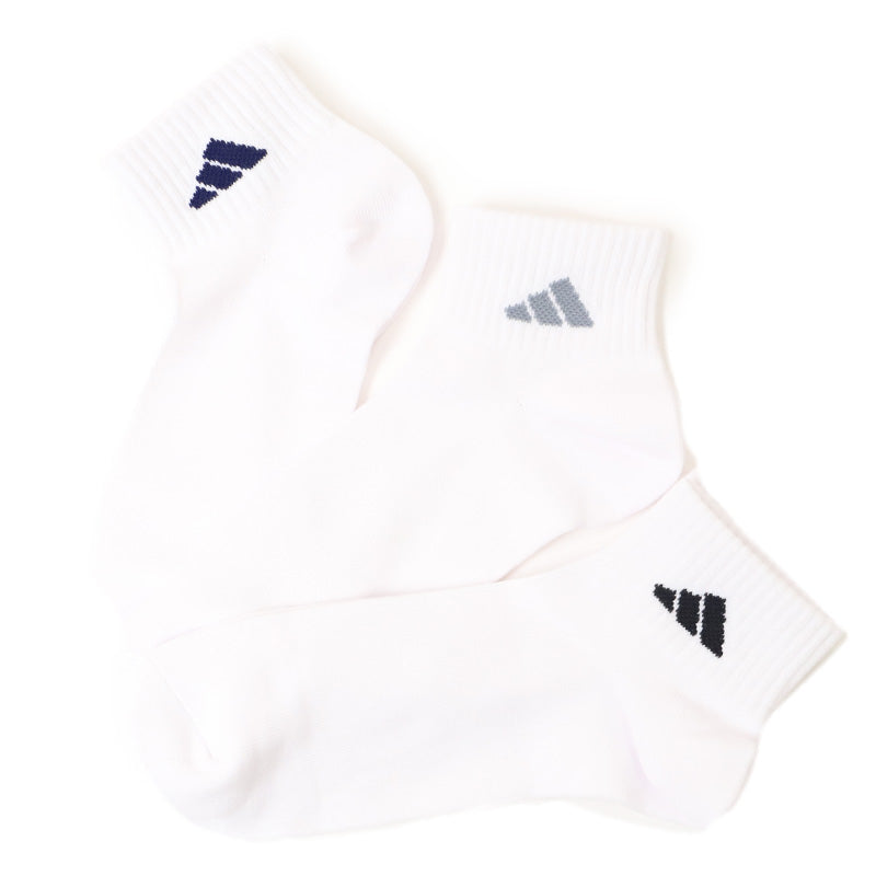 靴下 アディダス ショート ソックス メンズ 男子 adidas 3足組 24-26cm～28-30cm 中学生 高校生 黒 男性 くるぶし くつ下 ワンポイント 丈夫 スポーツソックス 黒 グレー 杢