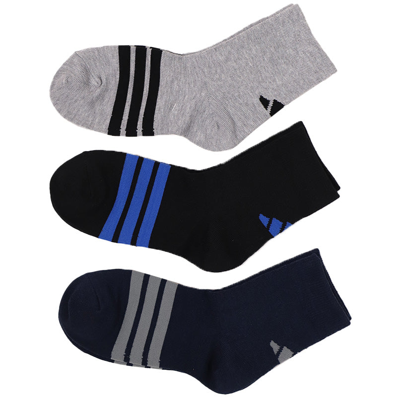 アディダス 靴下 暖かい カジュアル丈 ソックス 冬 厚手 adidas 3足組 19-21cm～23-25cm キッズ 福助 学校 学生 高校 中学校 足首厚地 温かい 暖か 黒 紺 丈夫