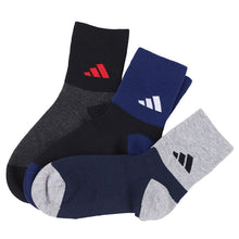 画像をギャラリービューアに読み込む, アディダス 靴下 暖かい カジュアル丈 ソックス 冬 厚手 adidas 3足組 19-21cm～23-25cm キッズ 福助 学校 学生 高校 中学校 足首厚地 温かい 暖か 黒 紺 丈夫

