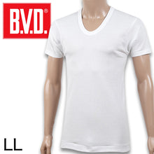 画像をギャラリービューアに読み込む, BVD メンズ 半袖シャツ Uネック 綿100％ LL (インナー 下着 男性 紳士 白 ホワイト コットン 大きいサイズ)
