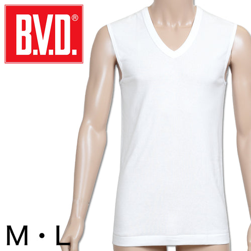 メンズ インナー シャツ ノースリーブ vネック 綿100 肌着 厚め 白 BVD M・L 男性 下着 スリーブレス 袖なし 紳士 Tシャツ 綿100% コットン v首 ホワイト M L
