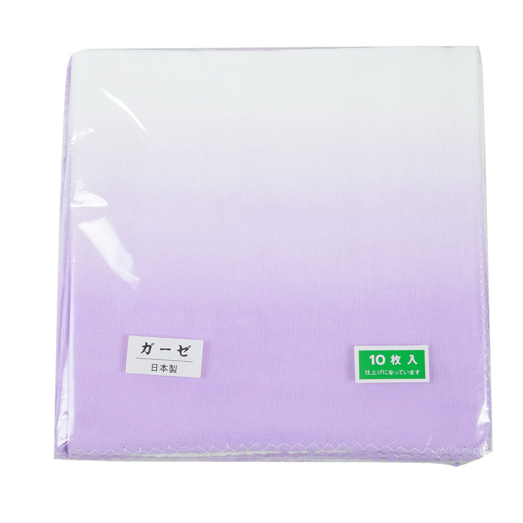 日本製 綿100% ガーゼハンカチ 10枚組 カラー ぼかし 33cm角 (ガーゼ反 さらし サラシ 晒し 汗取り) (タオル) (取寄せ)