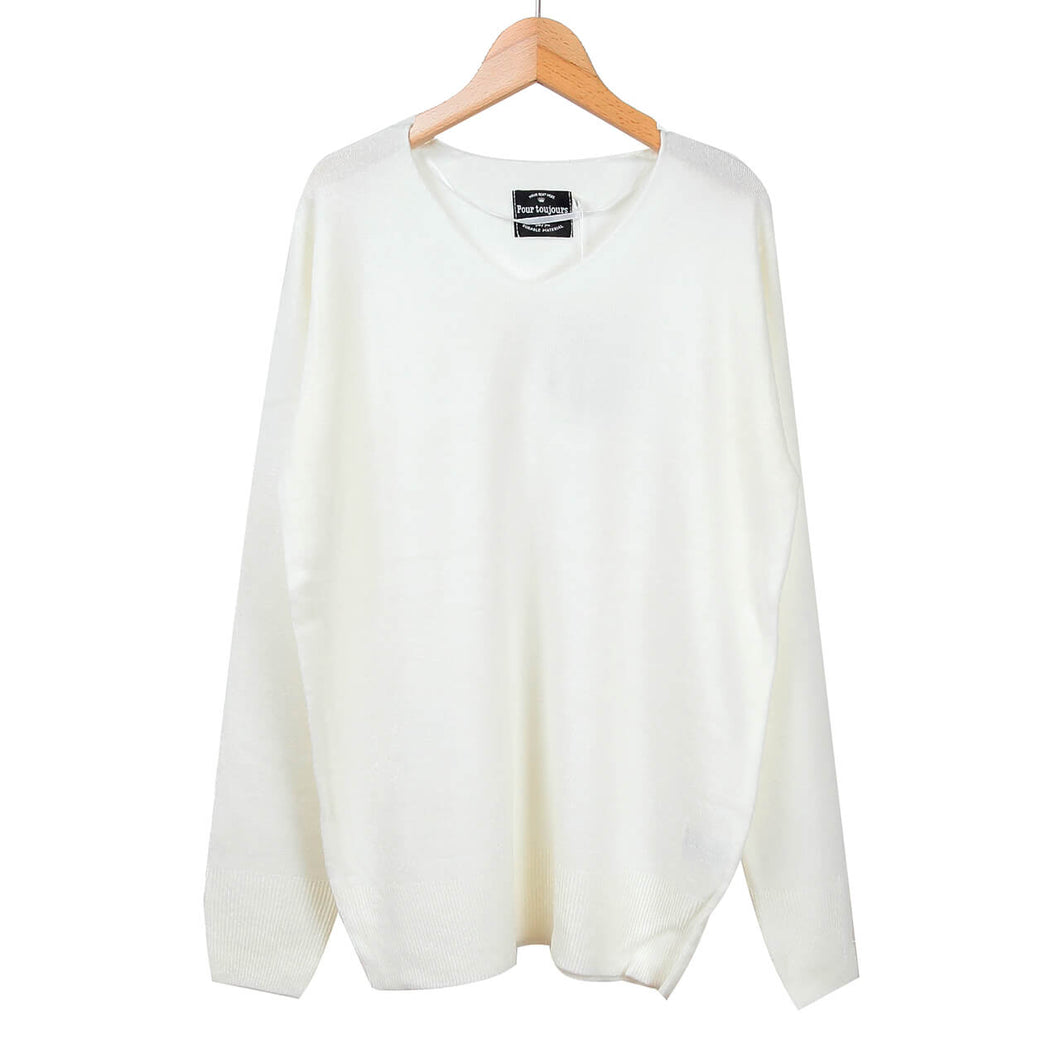 レディース セーター Vネック ニット M・L (長袖 秋服 冬服 トップス 女性 ファッション ハイネック 無地 シンプル カジュアル) (在庫限り)