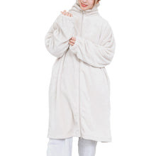 画像をギャラリービューアに読み込む, スリーパー 大人 レディース ルームウェア ロング丈 ジップアップ 羽織 ガウン 暖かい M-L 軽い 部屋着 毛布 防寒着 冬 起毛 羽織り 上着 パジャマ もこもこ ふわふわ 冷え対策
