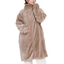 画像をギャラリービューアに読み込む, スリーパー 大人 レディース ルームウェア ロング丈 ジップアップ 羽織 ガウン 暖かい M-L 軽い 部屋着 毛布 防寒着 冬 起毛 羽織り 上着 パジャマ もこもこ ふわふわ 冷え対策
