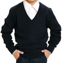 画像をギャラリービューアに読み込む, スクールセーター 小学生 ウール 洗える 男子 女子 中学生 制服 セーター ニット 無地 110cm～160cm Vネック 子供 キッズ 秋 冬 黒 ネイビー 紺 スクール 毛混 小学校 卒業式 発表会 110 120 130 140 150 160 シンプル 学生 通学
