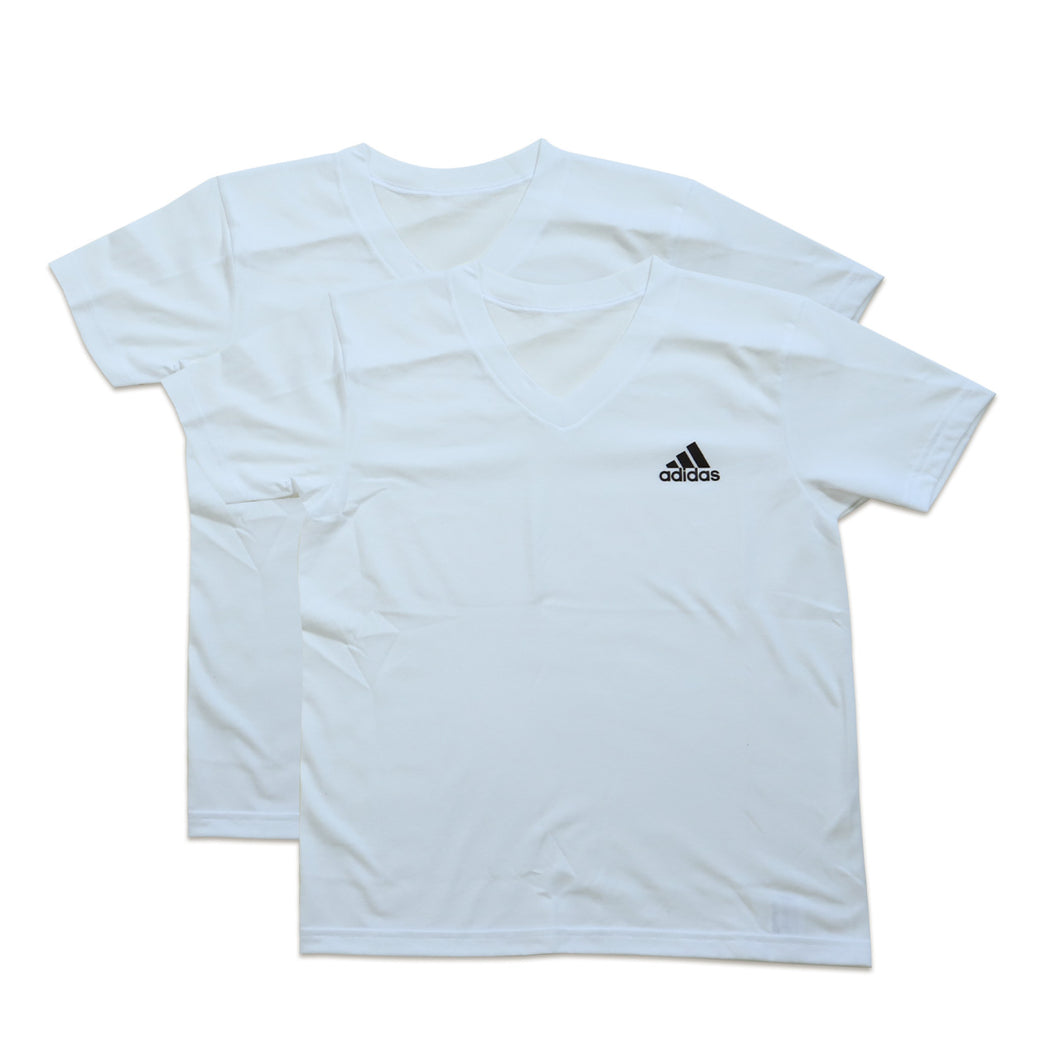 アディダス インナー 半袖 キッズ vネック tシャツ 子供 2枚組 140～170cm 下着 男の子 肌着 シャツ 白 黒 子ども ボーイズ ジュニア adidas (在庫限り)