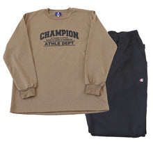 画像をギャラリービューアに読み込む, チャンピオン メンズ パジャマ 長袖 裏ボア フリース M～LL Champion 冬 あったか 厚手 暖かい 部屋着 ホームウェア ルームウェア 上下セット セットアップ (送料無料) (在庫限り)
