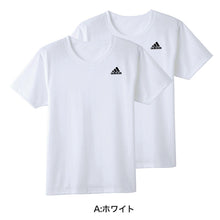 画像をギャラリービューアに読み込む, アディダス tシャツ メンズ クルーネック 半袖 インナー 2枚組 M～LL (シャツ 2枚セット 綿混 adidas グンゼ ストレッチ 丸首 速乾 ドライ 白 黒) (在庫限り)
