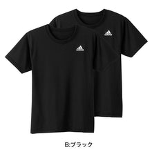 画像をギャラリービューアに読み込む, アディダス tシャツ メンズ クルーネック 半袖 インナー 2枚組 M～LL (シャツ 2枚セット 綿混 adidas グンゼ ストレッチ 丸首 速乾 ドライ 白 黒) (在庫限り)
