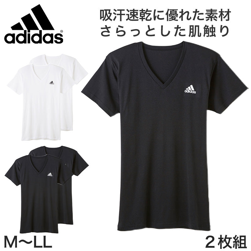 ANTENA バンドTシャツ(初期)2枚セット アディダス tシャツ メンズ Vネック 半袖 インナー 2枚組 M～LL