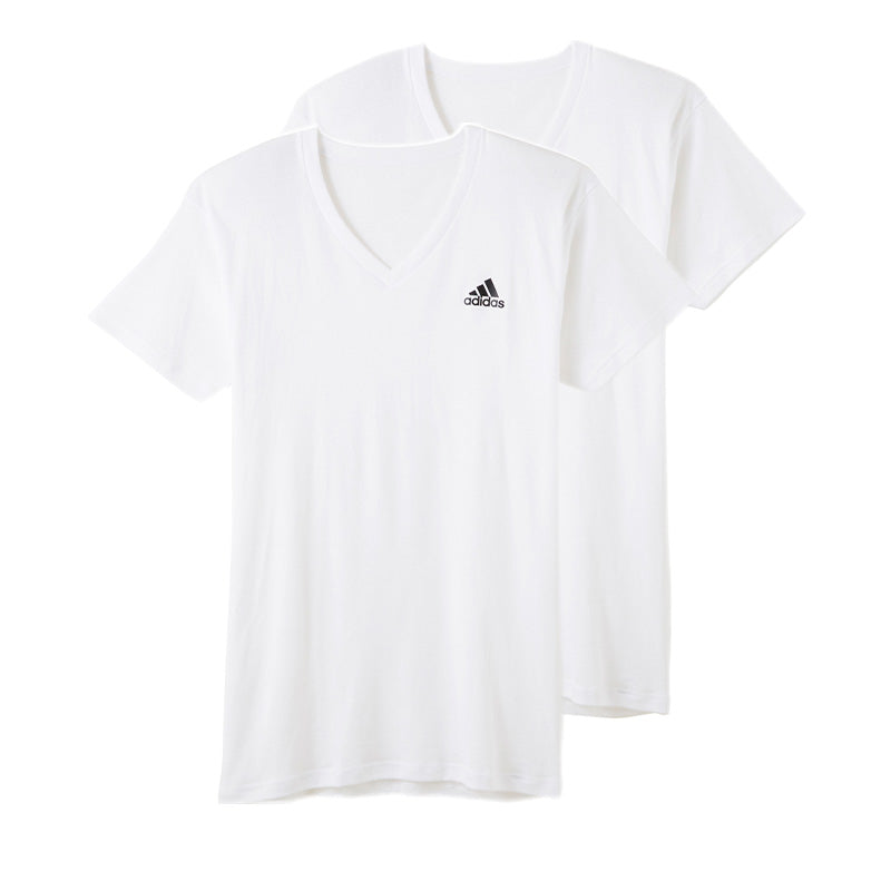 アディダス tシャツ メンズ Vネック 半袖 インナー 2枚組 M～LL (シャツ 2枚セット 綿混 adidas グンゼ ストレッチ v首 速乾 ドライ 白 黒)