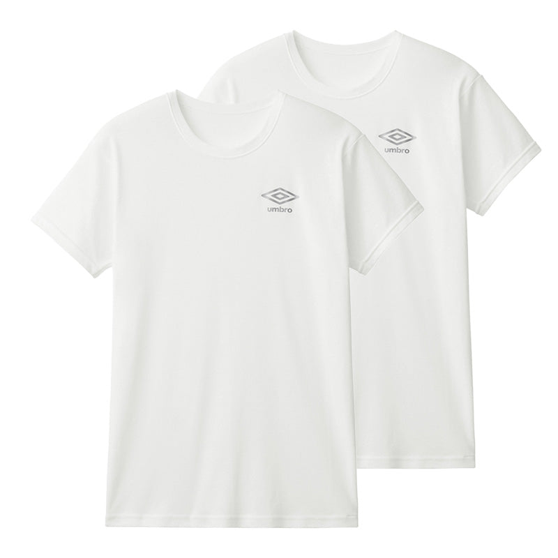 グンゼ メンズ tシャツ インナー 半袖 アンブロ クルーネック 2枚組 M～LL 下着 シャツ 肌着 インナーシャツ アンダーウェア 無地 スポーツ 運動 ジム 筋トレ シンプル 黒 白 男性 (在庫限り)