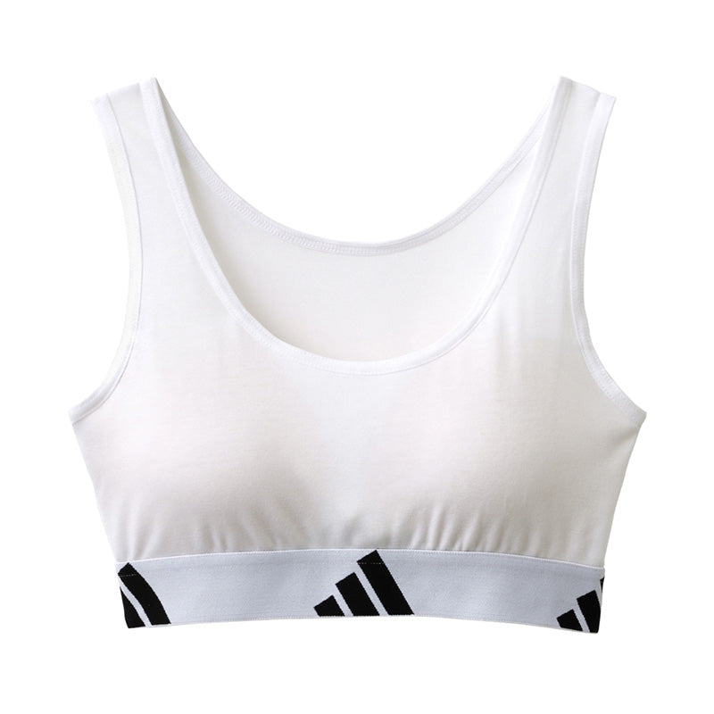 アディダス スポーツブラ ハーフトップ 女の子 150cm 160cm 165cm ジュニアブラ スポブラ adidas 小学生 中学生 スクールインナー 肌着 カップ付きインナー ブラ かぶりイプ ファーストブラ