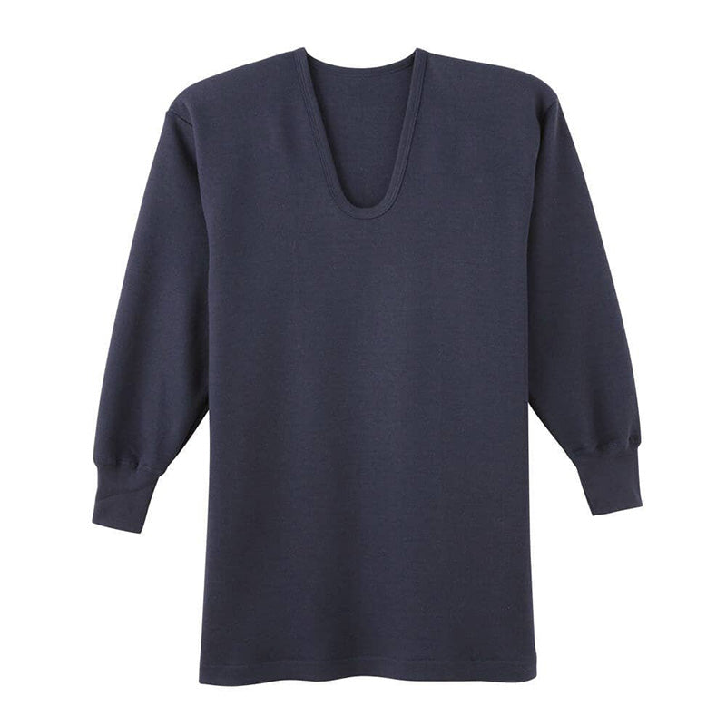 快適工房 紳士 コットンバルキー 長袖U首シャツ メンズ グンゼ M L LL インナー 綿100％ あったか 保温 肌着 下着 アンダーウェア 脇縫いなし 長袖シャツ ホワイト ネービーブルー ライトベージュ 冬用 防寒 シンプル ベーシック 快適 日本製