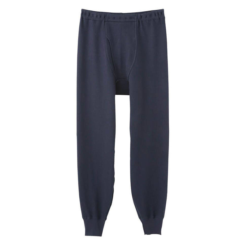 快適工房 紳士 コットンバルキー 長ズボン下 メンズ M L LL インナー 綿100％ あったか 保温 冬用 防寒 肌着 下着 前あき 腰ゴム交換口 ゆったり設計 やや厚手 ホワイト ネービーブルー ライトベージュ シンプル ベーシック 日本製 ロングセラー