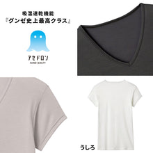 画像をギャラリービューアに読み込む, アセドロン Vネック Tシャツ グンゼ 鹿の子 クールマジック メンズ M～LL gunze coolmagic 吸汗速乾 消臭 v首 半袖 短袖 汗取り 汗パッド 脇パッド シャツ 下着 肌着 インナー 夏 プレゼント ギフト 父の日 (在庫限り)

