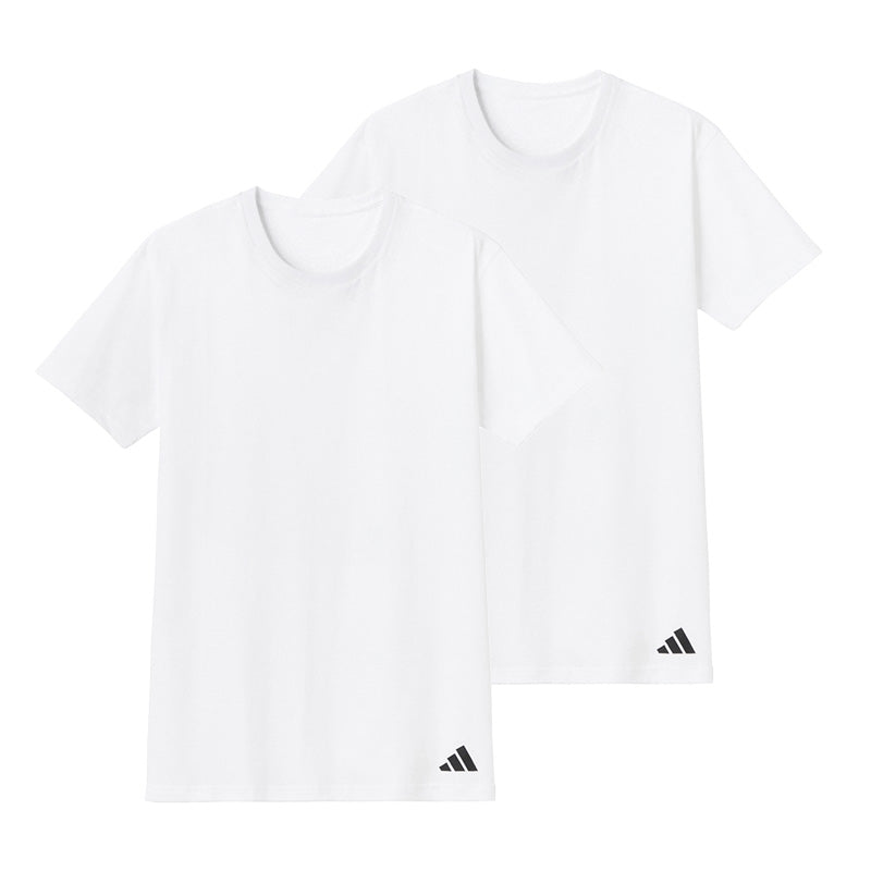 アディダス 綿100 Tシャツ メンズ 2枚組 グンゼ M L LL クルーネック 丸首 肌着 下着 インナー シャツ 2枚セット adidas gunze 白 黒 プレゼント ギフト