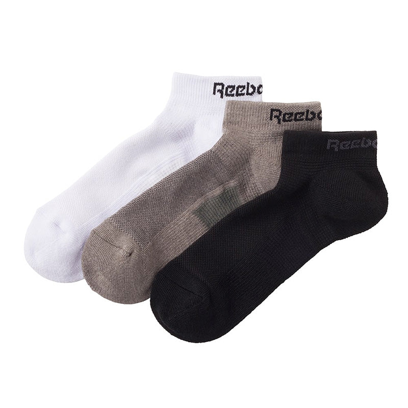 リーボック 靴下 ソックス メンズ 3足 セット スニーカー 丈 足底パイル 厚手 グンゼ 25 26 27 cm gunze reebok ホワイト 白 ブラック 黒 グレー 灰 ネイビー 紺 スポーツ ウォーキング ジョギング ランニング 運動