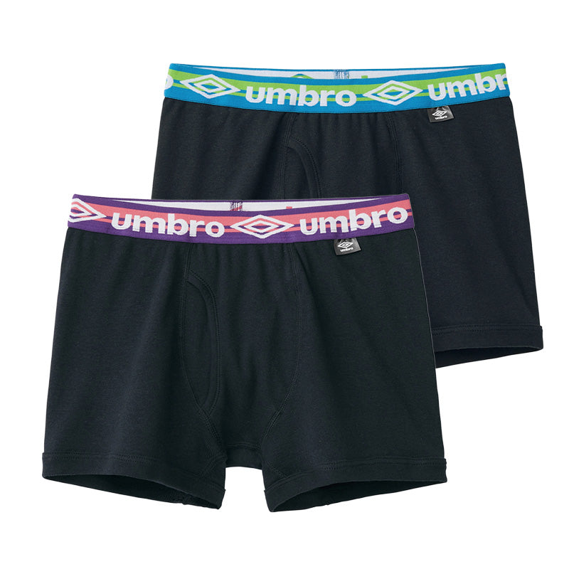 グンゼ umbro 子供 ボクサーブリーフ 2枚 セット 綿100 140 150 160 170 cm アンブロ パンツ 前あき ボクサーブリーフ 下着 インナー 綿 吸汗速乾 ギフト プレゼント ボクサーパンツ 黒 ブラック カラフル (在庫限り)