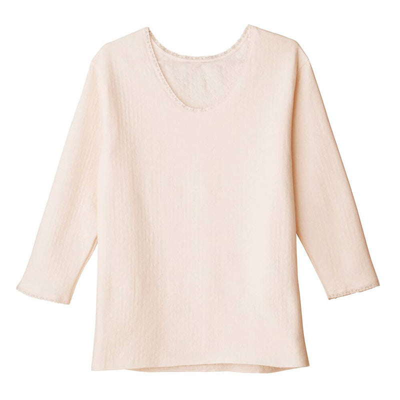 グンゼ 快適工房 婦人 中綿入り キルト 8分袖スリーマー レディース 冬用 M L LL 綿 インナー シャツ 長袖 綿肌着 冷え対策 あったか 防寒 下着 冬 天然素材