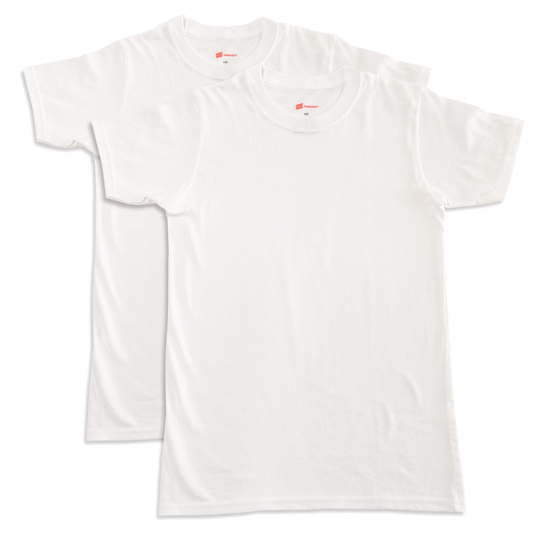 HANES BOYS 綿100% Tシャツ 2枚組 130cm～160cm (子供 下着 男の子 キッズ インナー 半袖 tシャツ ジュニア 肌着 綿 シャツ 140 150 160 白 無地) (在庫限り)