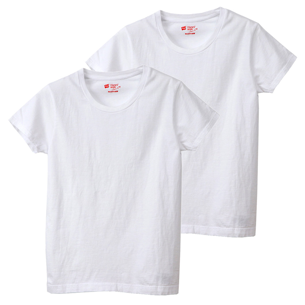 ヘインズ ジャパンフィット Tシャツ レディース 半袖 綿100% 2枚組 M・L インナー トップス コットン 無地 シンプル クルーネック 透けにくい