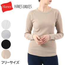画像をギャラリービューアに読み込む, ヘインズ Undies レディース サーマル クルーネック ロングスリーブTシャツ フリーサイズ (Hanes 婦人 トップス 長袖 丸首 サーマル 綿混) (在庫限り)
