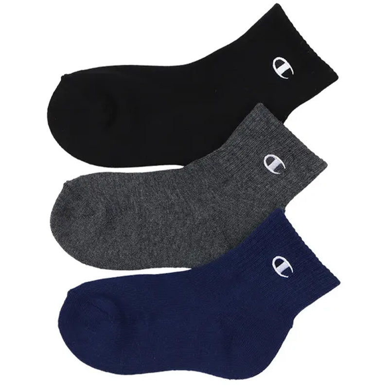 チャンピオン 靴下 ソックス キッズ 3足 セット 男の子 女の子 ショート 白 黒 グレー ネイビー スポーツ くるぶし丈 おしゃれ ブランド ハーフパイル 19-24cm champion まとめ買い ショートソックス スニーカーソックス ワンポイント 綿素材
