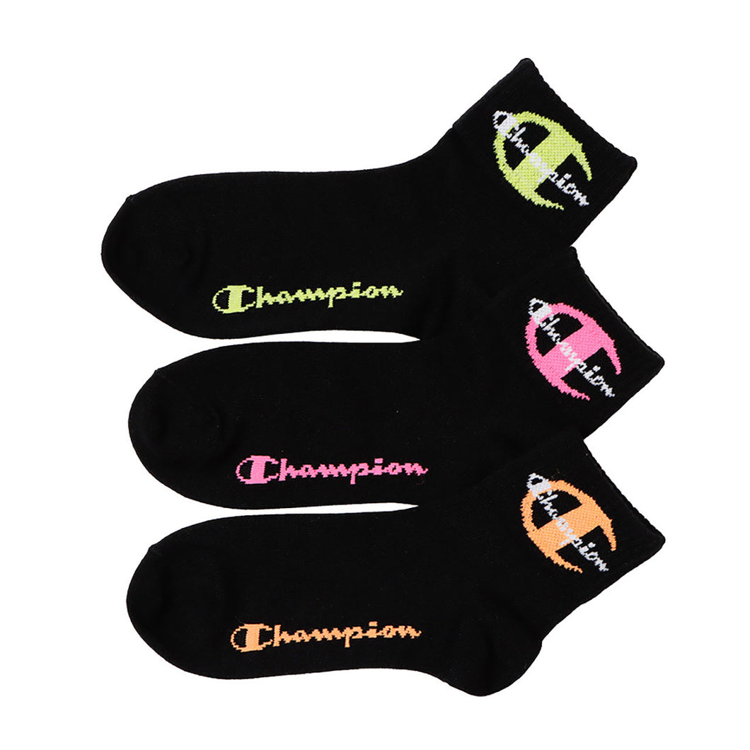 チャンピオン 靴下 キッズ ソックス 3足 セット ショート ジュニア 男の子 女の子 スポーツ ロゴ 19-24cm (champion まとめ買い スニーカーソックス ワンポイント 綿素材 子供 男子 女子 ジュニア) (在庫限り)