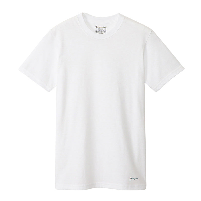 Champion キッズ クルーネックTシャツ 2枚組 130cm～160cm (チャンピオン 子ども ジュニア 子供 下着 肌着 白 黒)