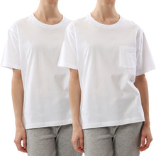 画像をギャラリービューアに読み込む, ヘインズ レディース Tシャツ ポケット トップス 半袖 綿100% コットン 春夏 2枚組 M・L (Hanes 透けにくい 綿 無地 シンプル インナー 女性 ポケット付き セット クルーネック) (在庫限り)
