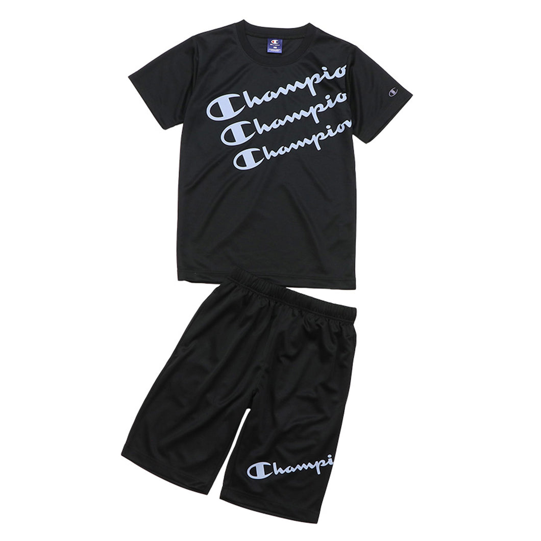 チャンピオン Tシャツ パンツ 上下 セットアップ キッズ 男の子 こども スポーツウェア トレーニングウェア ロゴ ブランド 黒 紺色 白 赤 130cm～160cm champion 130 140 150 160 トップス ボトムス ボーイズ 子供 子ども (在庫限り)