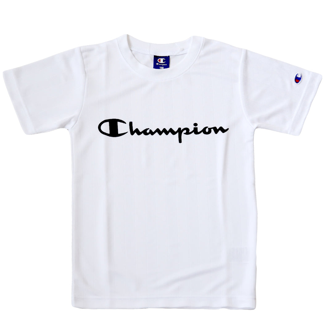 チャンピオン Tシャツ キッズ こども 半袖 スポーツ 吸水速乾 ロゴ ブランド 黒 白 青 紫 110cm～160cm champion トップス ボーイズ 子供 子ども 男の子 女の子 セットアップ (在庫限り)