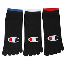 画像をギャラリービューアに読み込む, ヘインズ チャンピオン ソックス メンズ 3足組 5本指ソックス スニーカー丈 靴下 ノンパイル コットン 黒  25-27cm (champion 紳士 靴下 25cm 25.5cm 26cm 26.5cm 27cm 綿混 セット) (在庫限り)
