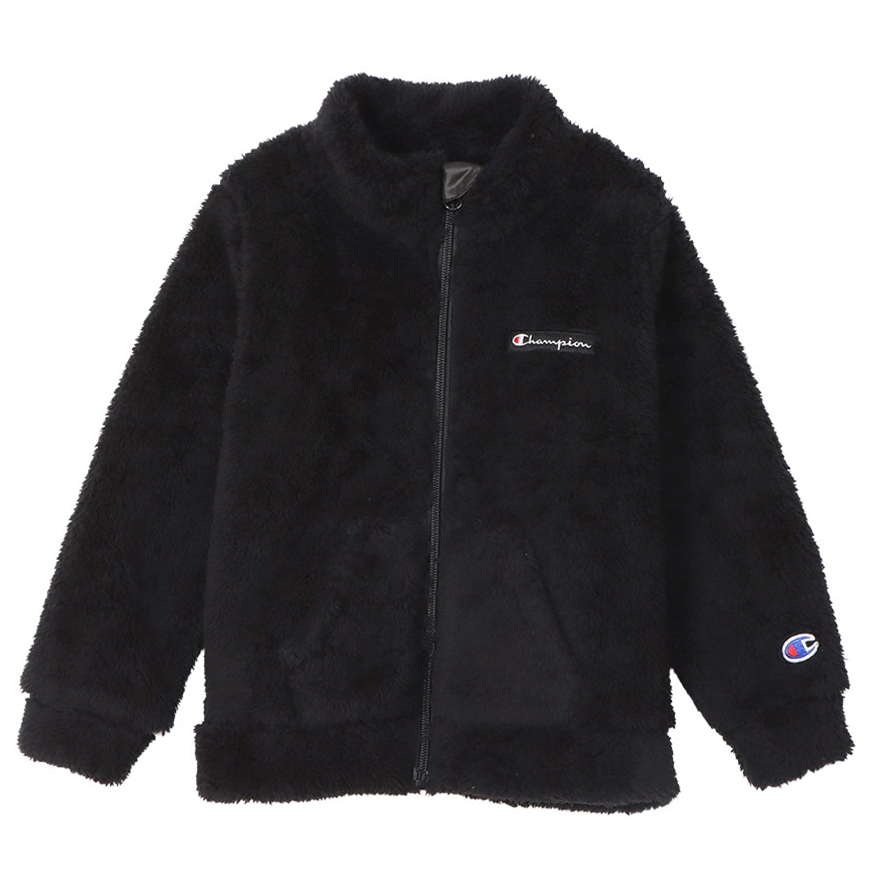 チャンピオン フリース ジャケット キッズ 裏起毛 ジップアップ 黒 赤 