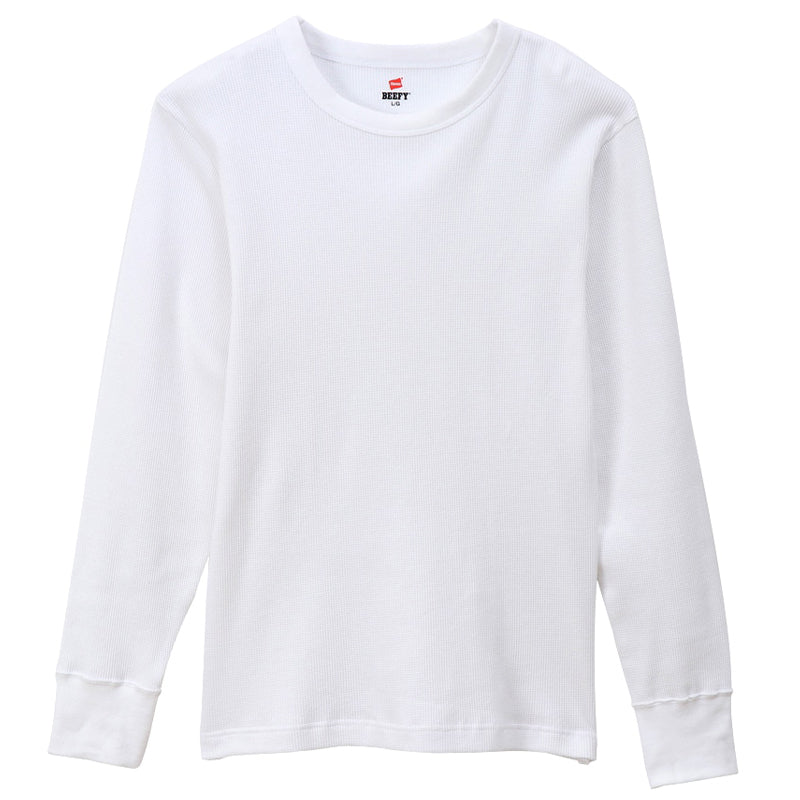 ヘインズ BEEFY ビーフィー メンズ サーマル クルーネック ロングスリーブ S～XL Hanes ワッフル生地 ヘビーウェイト トップス 長袖Tシャツ 男性 丈夫 無地 BEEFY-T