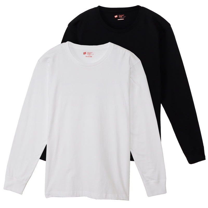 レディース tシャツ 長袖 クルーネック カットソー 綿100% ヘインズ ジャパンフィット 2枚組 M Hanes 綿 コットン 無地