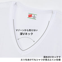 画像をギャラリービューアに読み込む, ヘインズ シャツ ビズ魂 メンズ 深Vネック Tシャツ 2枚組 M～LL (Hanes BIZ DAMASHII 抗菌防臭 吸汗速乾 深V 長め丈) (在庫限り)
