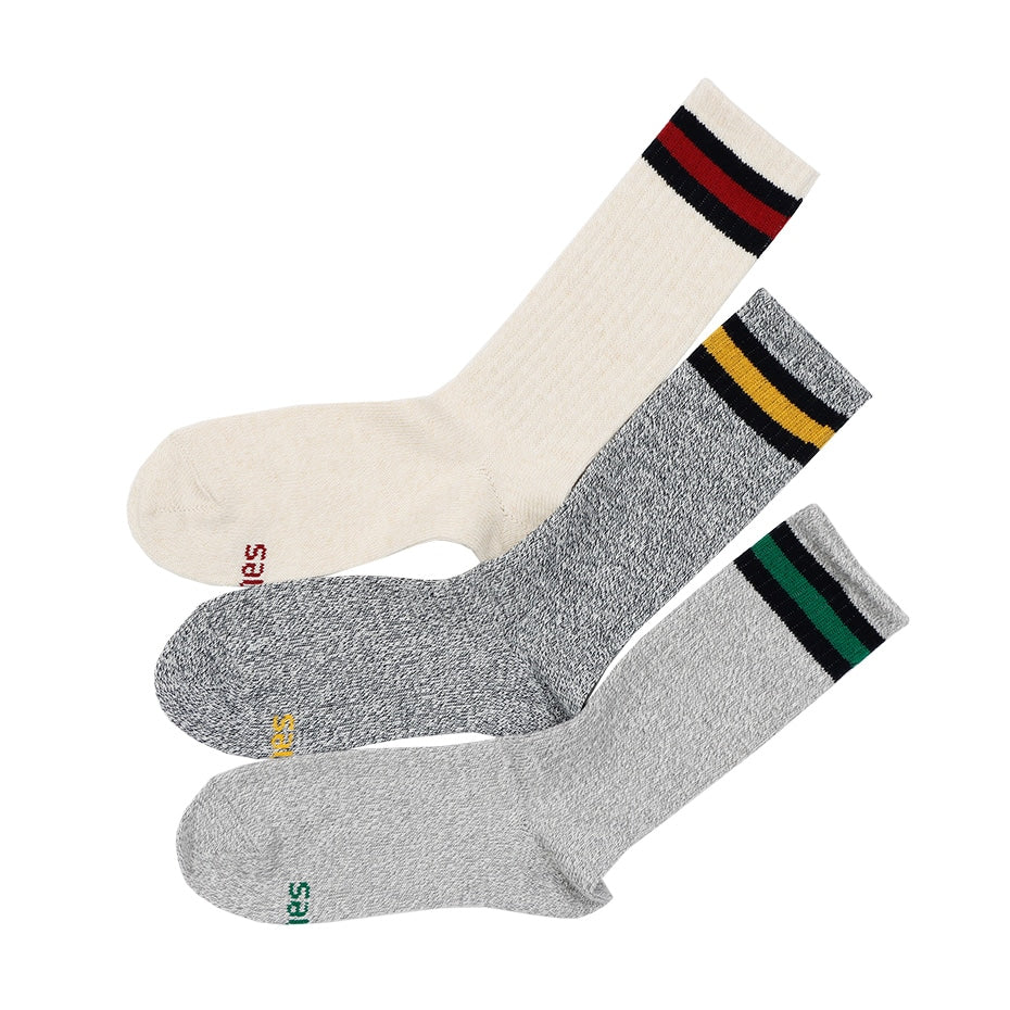 メンズ ヘインズ フルレングス ノンパイルソックス 3足組 25-27cm Hanes ソックス 靴下 男 セット まとめ買い 綿 クルーソックス
