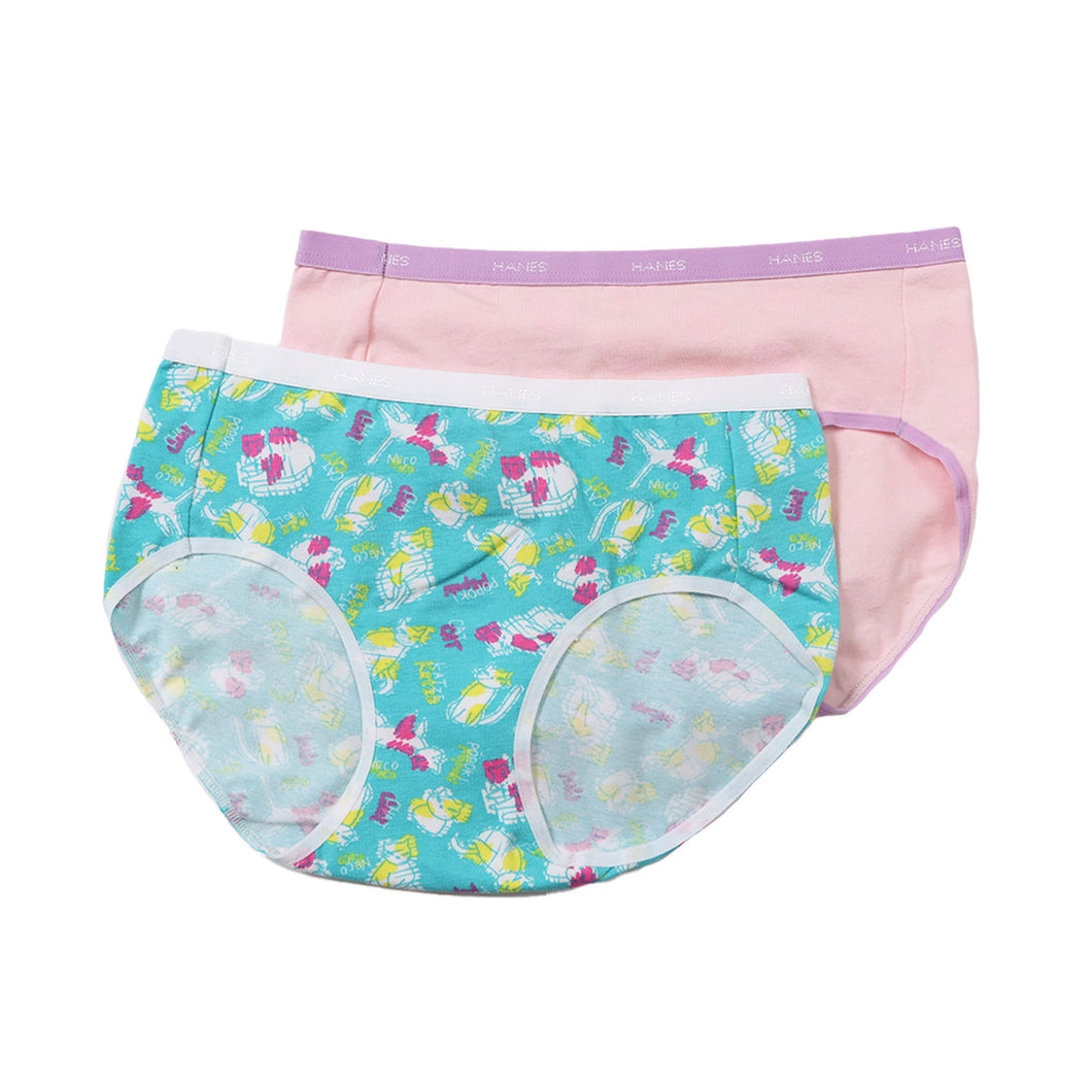 ショーツ レディース セット 2枚組 ヘインズ コットン 綿素材 浅履き インナー パンツ かわいい ポップ 柄  M (hanes 下着 女性 ウィメンズ 黄色 イエロー ピンク 水色 グリーン M) (在庫限り)