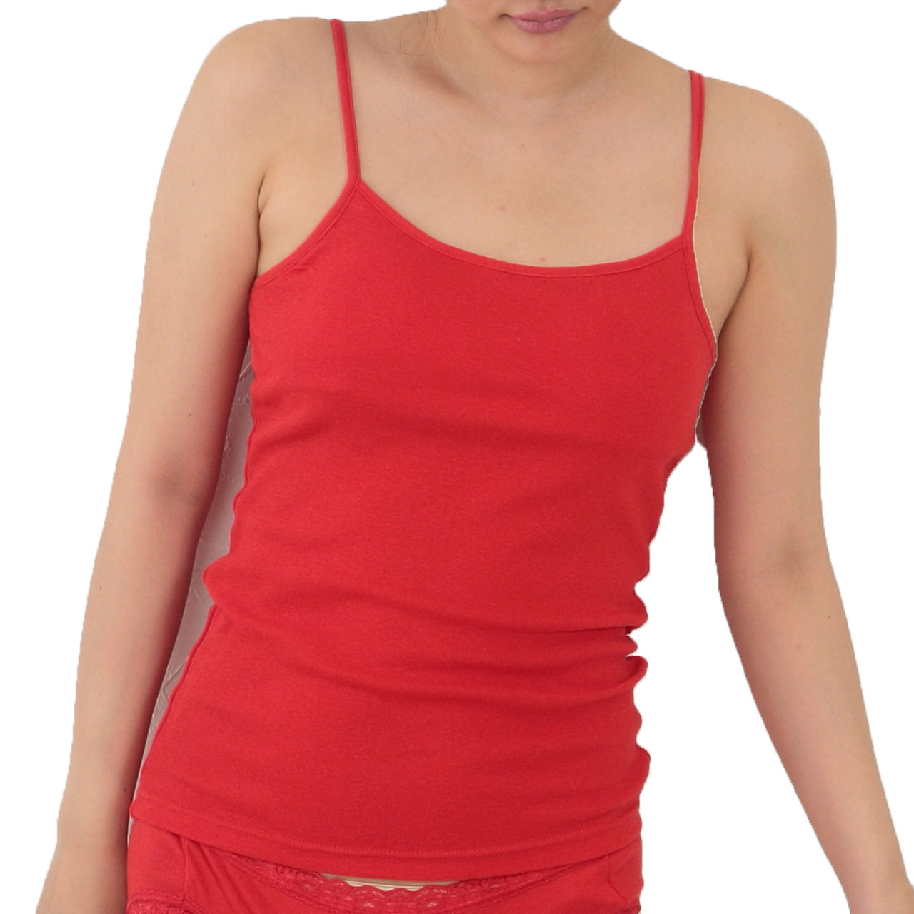 赤下着 レディース カップ付き キャミソール M L LL 肌着 インナー