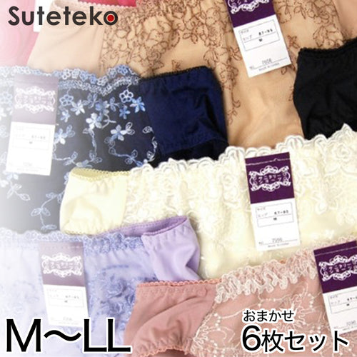 サニタリーショーツ 福袋 デザインおまかせ 6枚セット M～LL (サニタリー セット 生理用ショーツ レース 羽根つき ショーツ パンツ レディース 下着 インナー) (在庫限り)