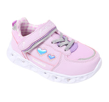 画像をギャラリービューアに読み込む, スニーカー キッズ 女の子 靴 子供 女児 子ども 光る 光るスニーカー むらさき ベージュ 16cm 17cm 18cm 19cm 通学 子供用 ジュニア 小学生 かわいい 光る靴 通学靴 登校 (送料無料) (取寄せ)
